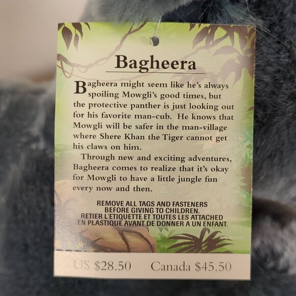 Disney Store Bagheera Plush The Jungle Book 2 Panther Stuffed Animal 20" w/ Tags - Picture 11 of 15